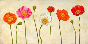 Coquelicots floral canvas art print by Ann Cynthia, featuring vibrant red poppy flowers in a natural botanical design.