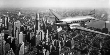 Art Print on canvas DC-4 over Manhattan, NYC by Anonymous Photography Post-Impressionism artwork