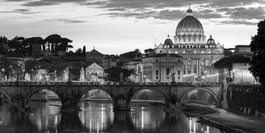 Art Print on canvas Night view at St. Peters cathedral, Rome by Anonymous Photography Baroque artwork