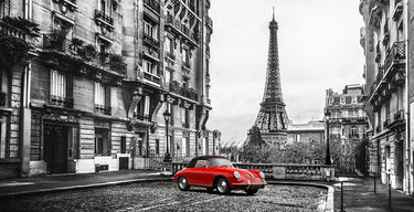 Art Print on canvas Roadster in Paris (Rouge) by Gasoline Images Photography Post-Impressionism artwork