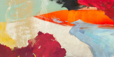 Feeling at home Sha-Zaam abstract canvas art print by Olin Chaz, featuring vibrant colors and modern design on textured canvas.