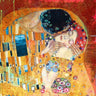 Feeling at home Klimts Kiss 2.0 figurative canvas art print by Chestier Eric, detailed close-up of the artwork's vibrant brushstrokes.