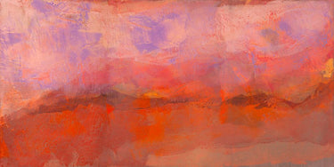 Abstract canvas art print titled Aurore (Deserto rosso) by Corrado Italo, featuring vibrant, textured red and orange tones.