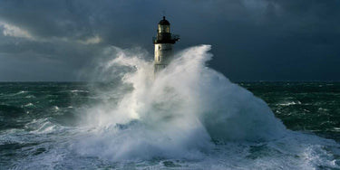 Landscape canvas art print of Phare d'Ar-Men by Guichard Jean, featuring detailed lighthouse scene for home decor.