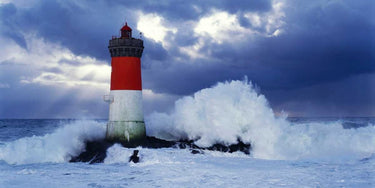 Art Print on canvas Phare des Pierres-noires lors d’une tempete by Guichard Jean Landscape Post-Impressionism artwork