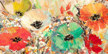 Floral canvas art print featuring colorful flower designs by Florio Luigi, branded Feeling at Home, suitable for home decor.
