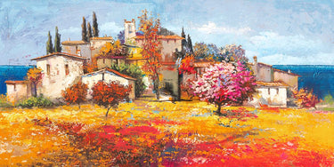 Art Print on canvas Borgo sul mare by Florio Luigi Landscape Post-Impressionism artwork