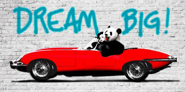Humor canvas art print with "Dream Big!" quote by Masterfunk Collective, featuring vibrant design on a high-quality art print.