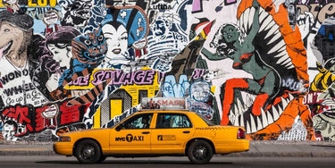 Art Print on canvas Taxi and mural painting in Soho, NYC by Setboun Michel Photography other artwork
