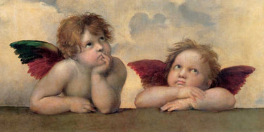 Raffaello Madonna Sistina canvas art print by Feeling at Home showcasing a detailed religious image on textured canvas.
