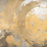 Abstract planets of gold canvas art print by Feeling at Home, featuring cosmic gold-toned artwork on a textured canvas surface.
