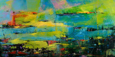 Abstract canvas art print titled Porto di Istanbul by Marzari Tebo, featuring vibrant colors and modern design for home decor.