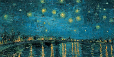Feeling at Home Van Gogh The Starry Night landscape canvas art print showcasing swirling night sky and vibrant colors.