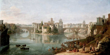 Landscape canvas art print of Rome's Tiber River by van Wittel Gaspar, depicting historic cityscape in detailed, artistic style.