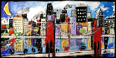 Cityscape canvas art print by Feeling at Home, featuring a detailed urban skyline on high-quality canvas.