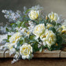 Still Life with Roses floral canvas art print by de Longpre Raoul, featuring vibrant roses in a natural still life scene.