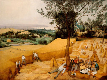 European canvas art print of The Harvesters by Bruegel the Elder, featuring a detailed pastoral scene, by Feeling at Home.