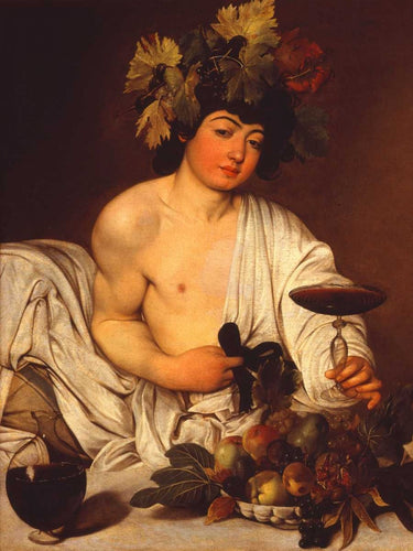 Feeling at home Bacco adolescente canvas art print by Caravaggio, featuring a classical Baroque painting on high-quality canvas.