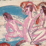 Feeling at Home art print of Ernst Ludwig Kirchner's Three Bathers, a figurative canvas artwork featuring three women in bathing suits.