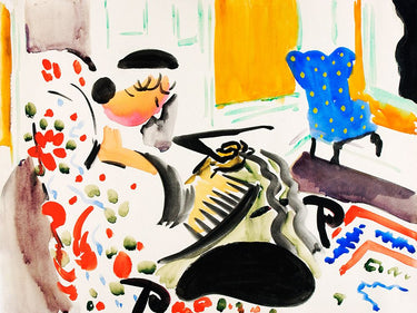 Calligraphic interior figurative canvas art print by Sayen Henry Lyman, featuring elegant line work and artistic design.