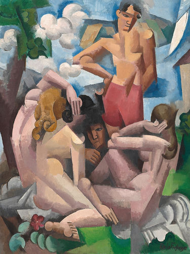 Figurative canvas art print titled "The Bathers" by de La Fresnaye Roger, featuring vibrant colors and detailed brushwork.