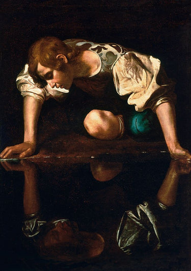 Feeling at home Narciso figurative canvas art print by Caravaggio, showcasing a classical religious scene on textured canvas.
