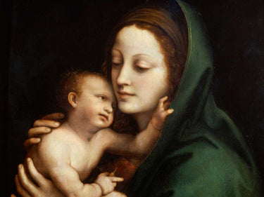 Feeling at home Madonna with Bambino traditional canvas art print showing a religious scene with detailed, classic religious artwork.