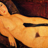 European canvas art print of Amedeo Modigliani's nude on a divan, by Feeling at Home, featuring a classic portrait style.