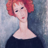 Red head figurative canvas art print by Modigliani Amedeo, featuring a stylized portrait, from Feeling at Home.