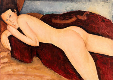 Reclining nude figure from the back art print by Modigliani Amedeo, depicting a reclining nude on a canvas, by Feeling at Home.