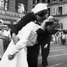 Feeling at home art print of Jorgensen Victor's "Kissing the War Goodbye" in Times Square, featuring a nostalgic 1945 figurative canvas scene.
