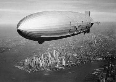 Canvas art print of USS Macon (ZRS-5) flying over New York Harbor circa 1933, by Feeling at Home.