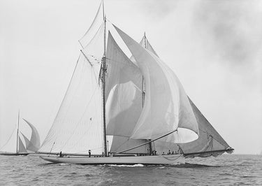Feeling at Home art print of a historic Mayflower Goelet Cup Race photograph on canvas, depicting 1891 yacht racing scene.