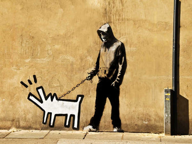 Feeling at home Grange Road Bermondsey London graffiti street scene canvas art print featuring Banksy-style graffiti artwork.