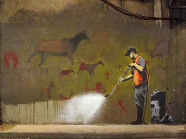 Feeling at Home Leake Street London graffiti Banksy street scene canvas art print featuring vibrant graffiti artwork.