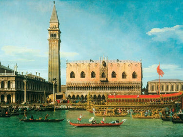 Art Print on canvas The Bucintoro at the Molo on Ascension Day by Canaletto Landscape Rococo artwork