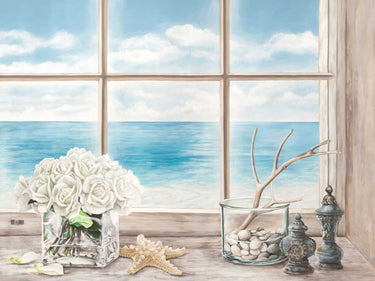 Coastal canvas art print featuring ocean scene by Dellal Remy, with calming blue waves and sandy shoreline, from Feeling at Home.