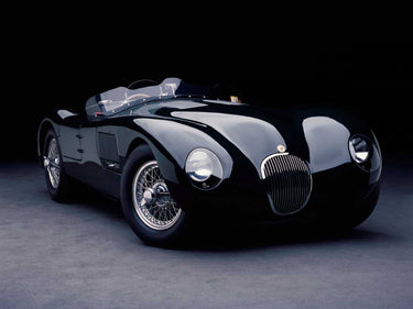 1951 Jaguar C-Type transportation canvas art print by Feeling at Home, featuring vintage car artwork on textured canvas.
