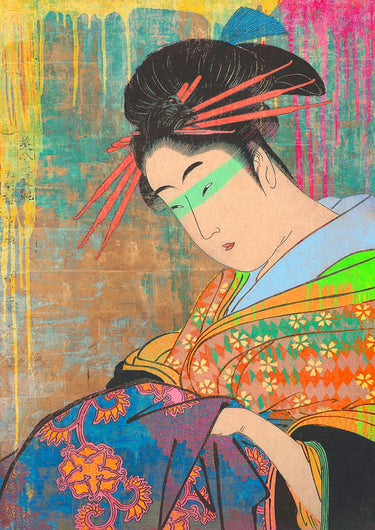 Contemporary canvas art print titled "Hommage to Kitagawa" by Chestier Eric, featuring vibrant, abstract design from Feeling at Home.