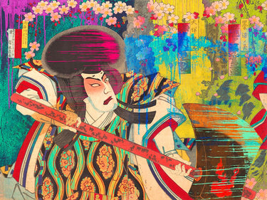 Contemporary canvas art print titled "Hommage to Hashimoto" by Chestier Eric, featuring abstract design in muted tones.