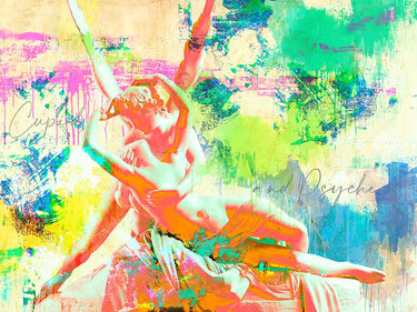 Cupid and Psyche figurative canvas art print by Chestier Eric, featuring romantic mythological scene for home decor.