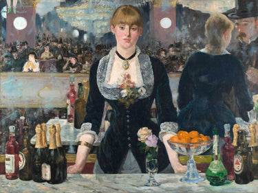 Feeling at Home art print of Edouard Manet's Bar at the Folies-Bergère, a detailed figurative canvas artwork.