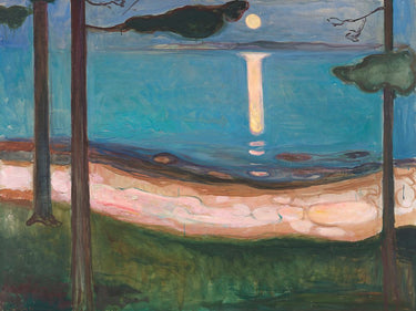 Moonlight Coastal canvas art print by Munch Edvard, featuring a serene seaside scene with calming moonlit waters and coastal landscape.
