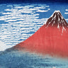Vintage canvas art print "Fine Wind Clear Morning" by Hokusai Katsushika, featuring a traditional Japanese wave scene.