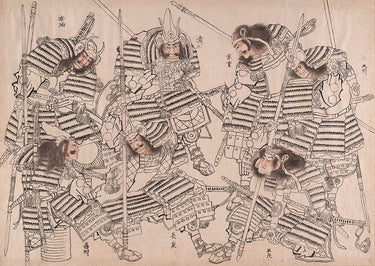 Samurai figurative canvas art print by Hokusai Katsushika, featuring traditional Japanese warrior design, suitable for home decor.