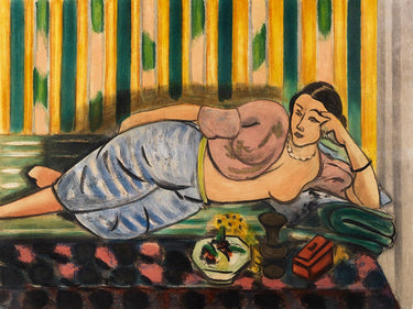 Henri Matisse Odalisque art print on canvas, featuring a reclining figure, in a red box frame, by Feeling at Home.