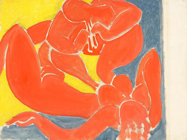 Feeling at home Nymphe et faune rouge figurative canvas art print by Matisse Henri, showcasing vibrant red abstract figures.