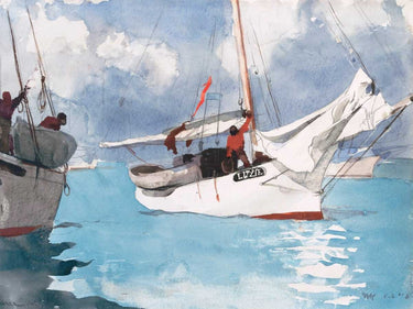 Fishing boats and Key West landscape canvas art print by Homer Winslow, featuring vibrant maritime scene in a Feeling at Home artwork.
