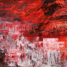 Abstract canvas art print titled "Rosso Tramonto" by Corrado Italo, featuring vibrant sunset-inspired colors and modern design.