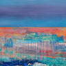 Abstract canvas art print "Riflessi della sera" by Corrado Italo, featuring vibrant evening reflections, from Feeling at Home.
